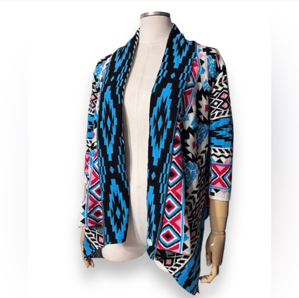 AMERICAN GIRL BEFOREVER Kayla Aztec Print Shawl Collar Open Front Cardig… - Picture 7 of 7